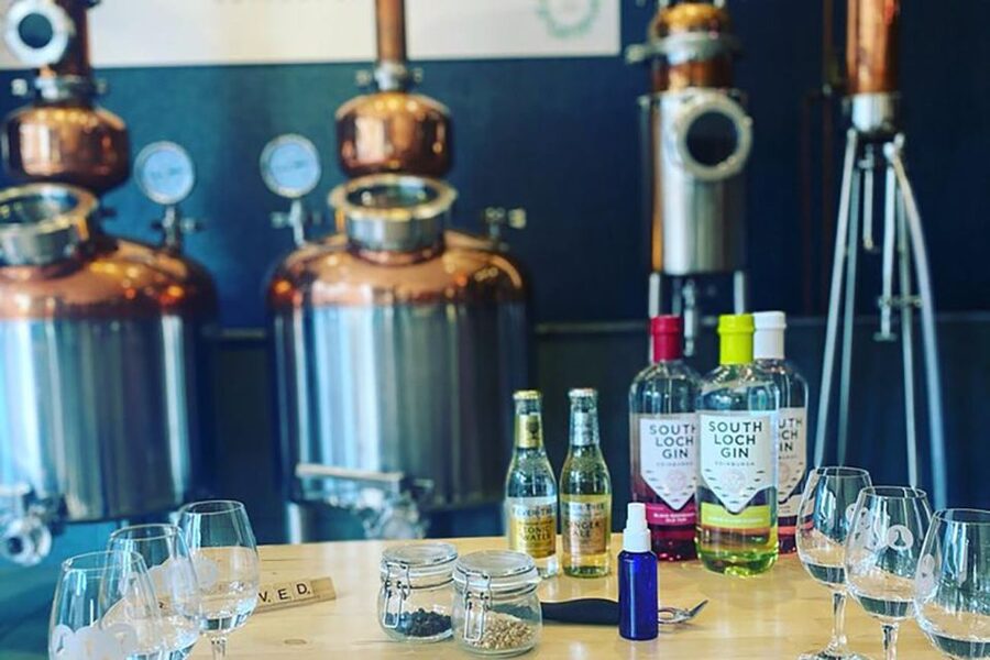Haggis paired with whisky & gins in 56 North distillery! - A working distillery, not just a drinks counter